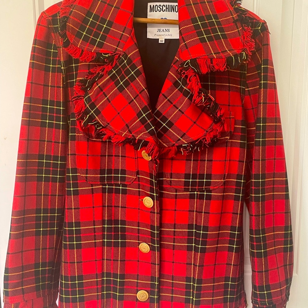 RARE Vintage red plaid Moschino Jeans blazer!